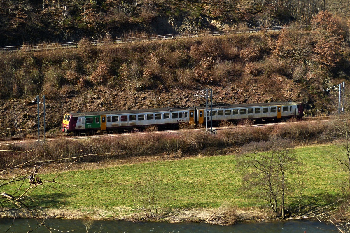 CFL 2011 on the single-track line between Kautenbach and Wiltz. 03.2022

