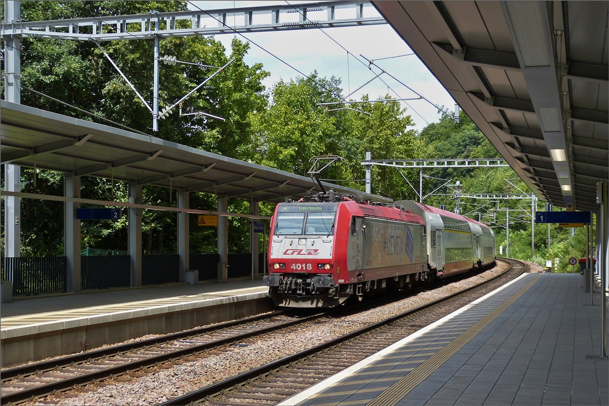 CFL 4018, arriving in de station Pffafenthal-Kirchberg on Juli 28th, 2020
