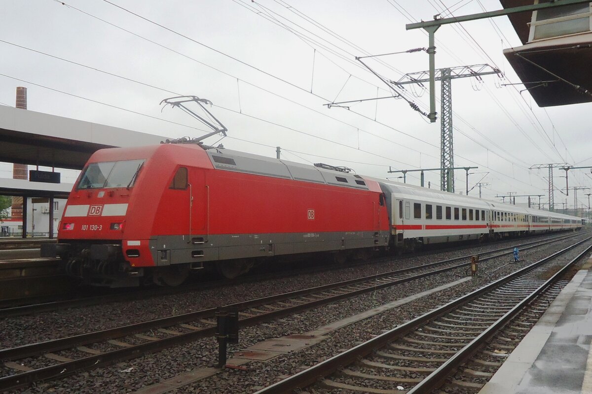 DB 101 130 calls at Fulda on a grey and rainjy 1 June 2013 with an IC to Weimar.