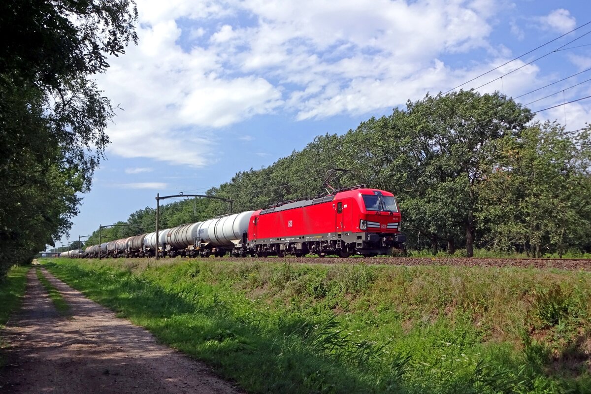 DBC 193 311 hauls a tank train through Tilburg Oude Warande on 30 July 2019.