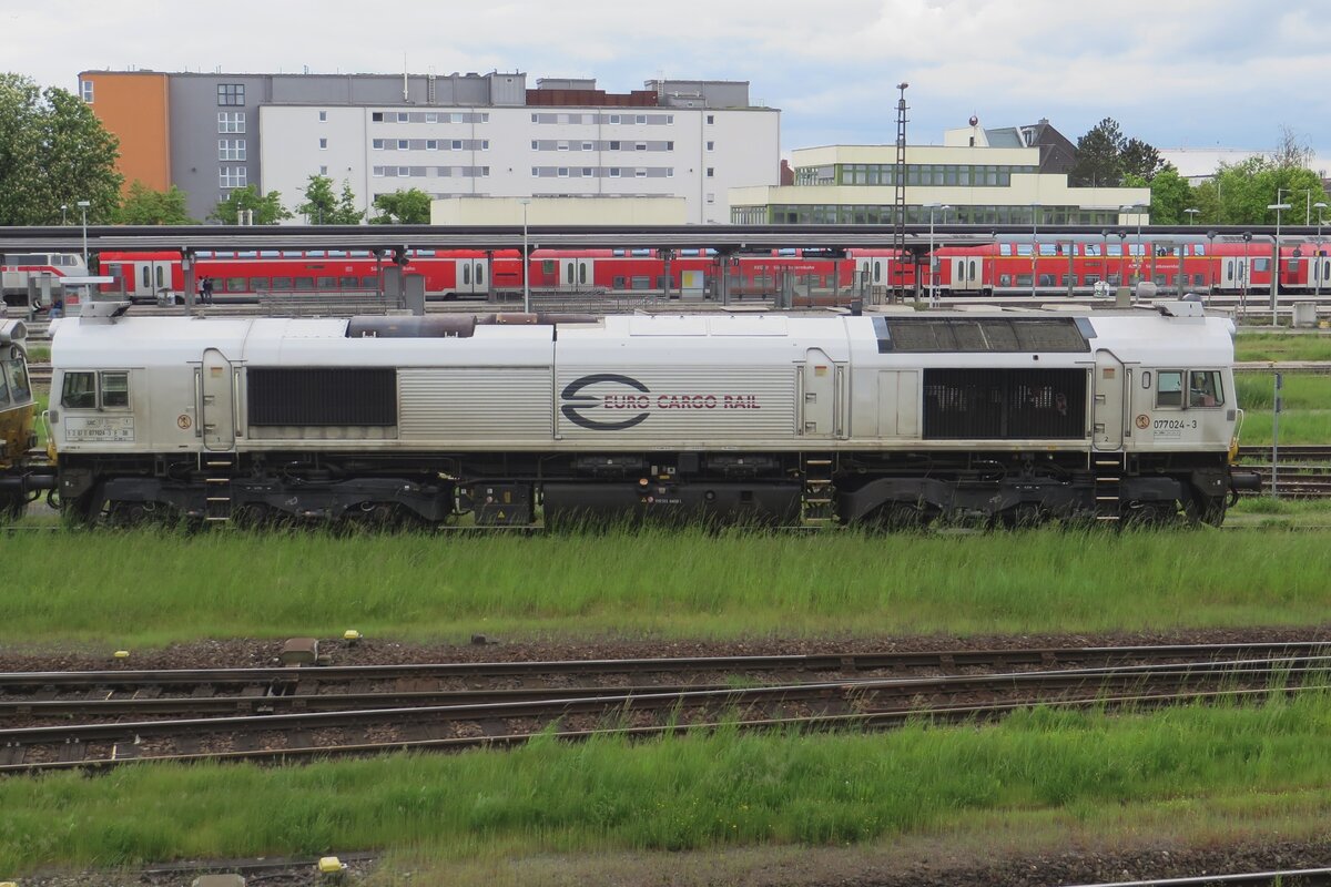 ECR 077 024 idles at Mühldorf on 18 May 2023.