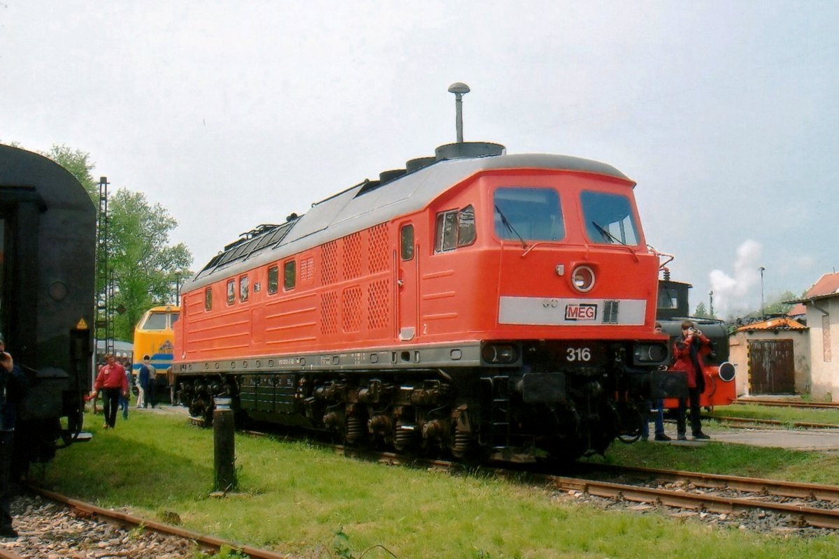 MEG 316 stands on 30 May 2010 in Weimar with the Thuringer Eisenbahnen Open Weekend.