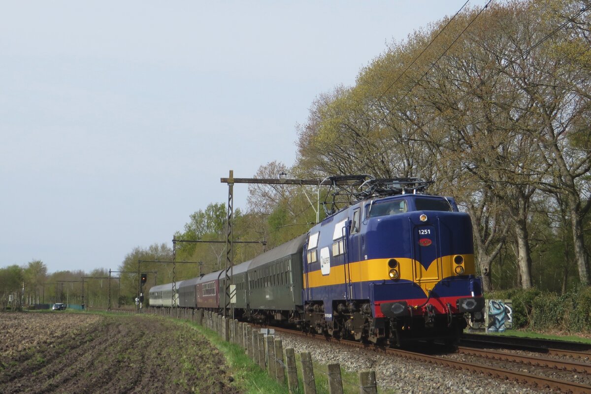RXP 1251 hauls an extra train through Nijkerk on King' Day 27 April 2023. Each King's  Day, Dutch rail fan association NVBS organises an extra train and this year 1251 was to be used.