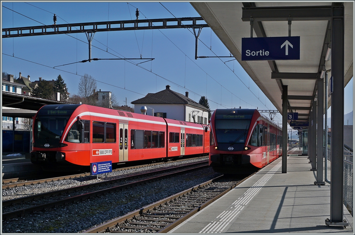 SBB RABe 526 in St Imier. 
18.03.2016