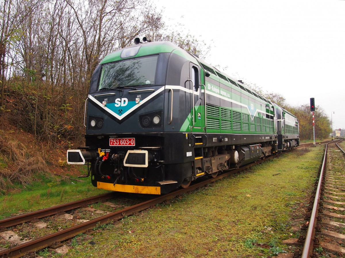 SD 753603-0 on the station Hostivice on 08/11/2013. (Private-company Severočesk doly) The class 753.6 is a by CZ LOKO Reconstructed / Modernized BR 750