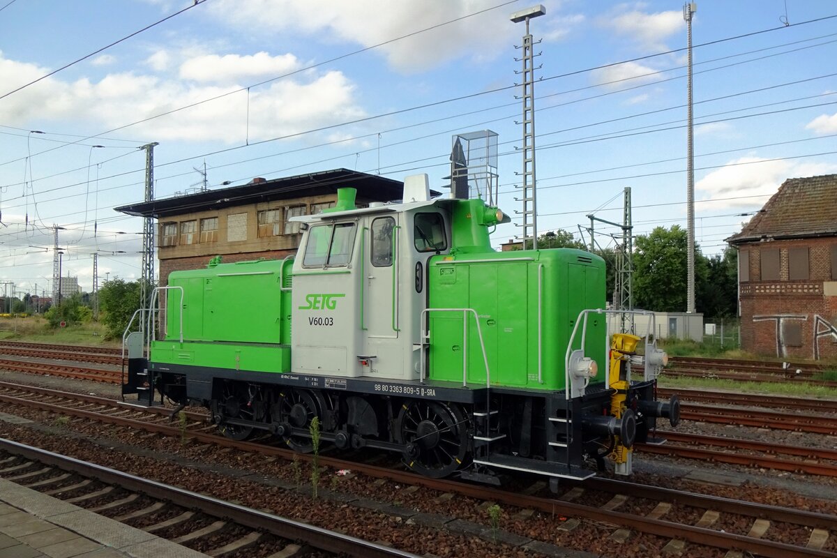 SETG V.60.03 (ex DB 363 809) takes a break at Angermünde on 21 August 2021.