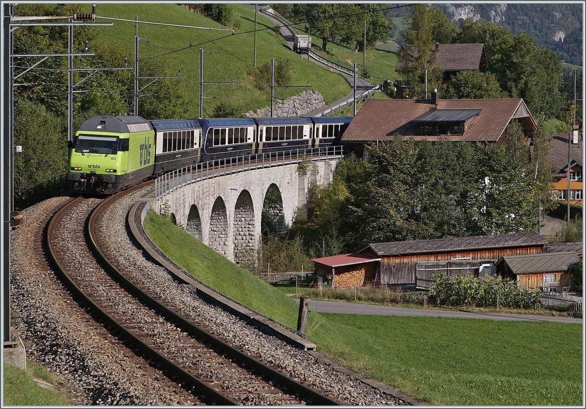 Shortly afterwards, the opposing train rolled into Garstatt with the BLS Re 465 002 in the lead: the GPX 4065 on the journey from Interlaken Ost to Montreux.

September 29, 2023