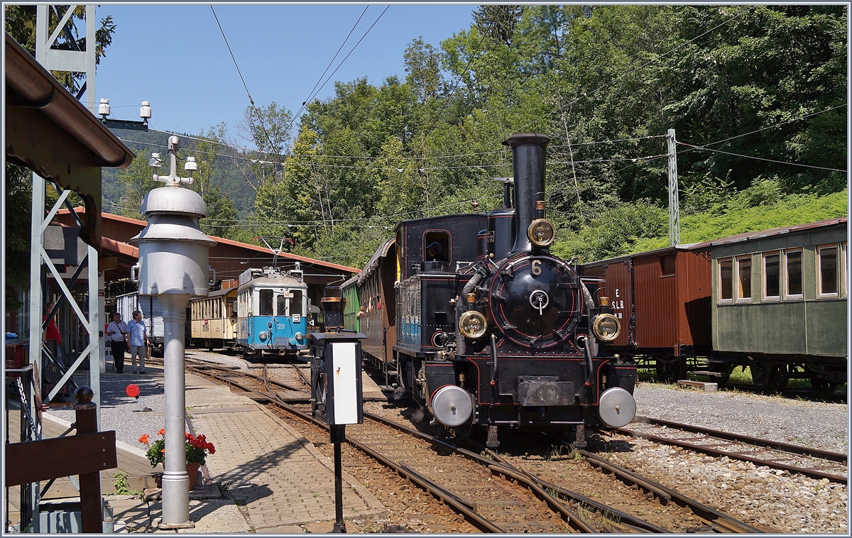 The Blonay-Chamby G 3/3 N° 6 coming from Blonay is arriving in Chaulin.

03.08.2019