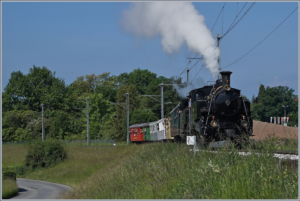 The Blonay Chamby Mega Steam Festial 2018: The Blonay-Chamby BFD HG 3/4 N° 3 an FO HG 3/4 N° 4 by Château d'Hauteville.
20.05.2018