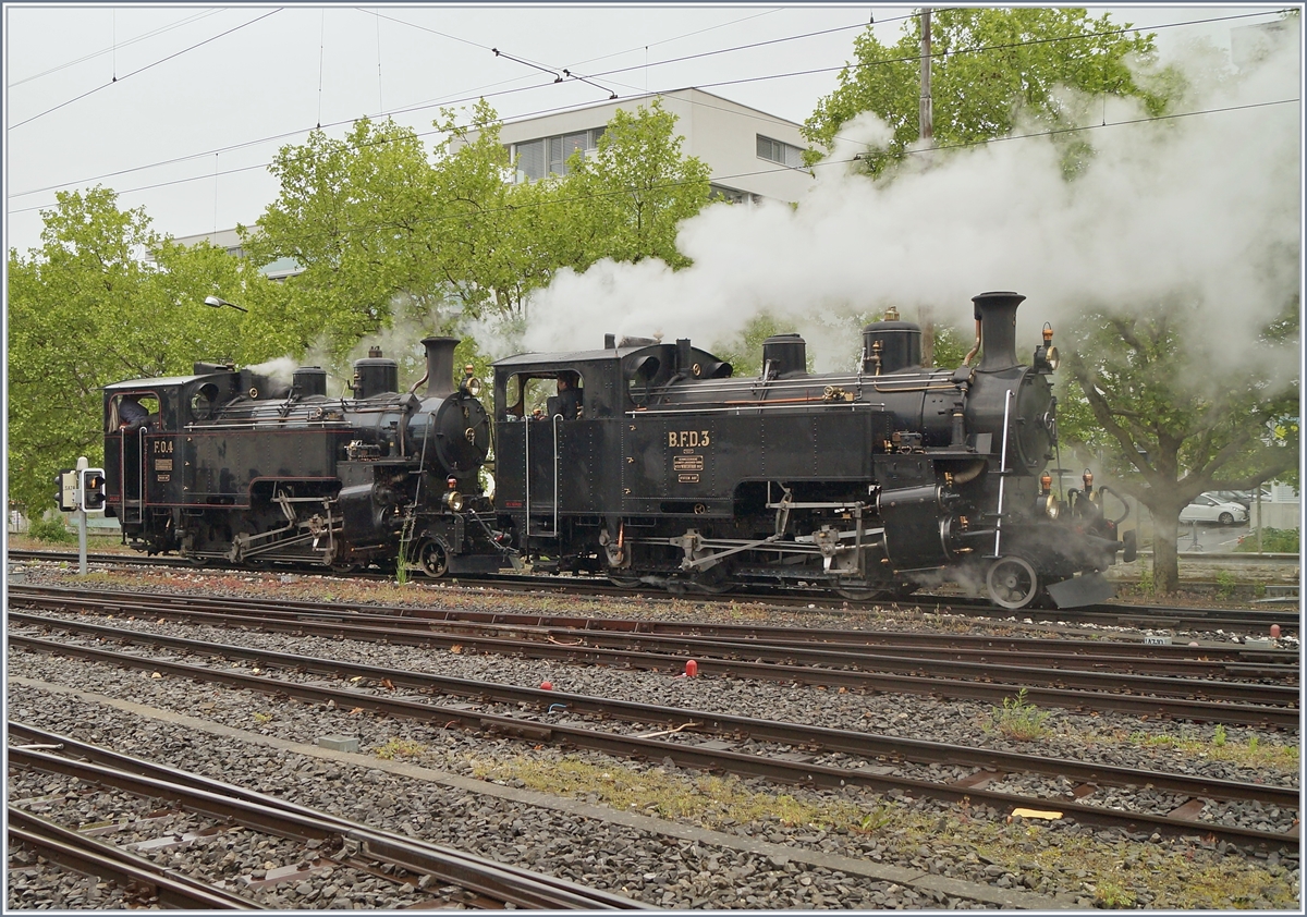 The Blonay Chamby Mega Steam Festival 2018: The FO HG 3/4 N° 4 and the BFD HG 3/4 N° 3 in Vevey.
13.05.2018