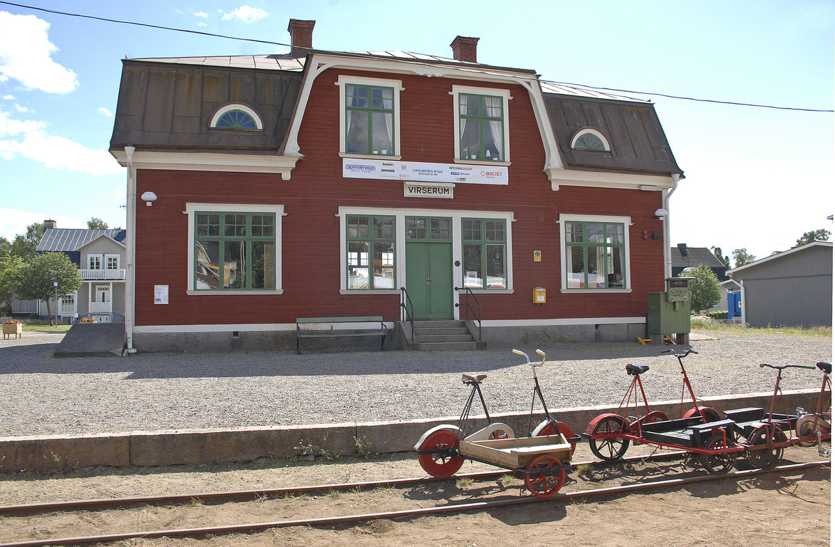 The heritage railway station of Virserum in Sweden. From Virserum you can take the heritage train to Åseda or you can hire a draisine. Date: 18. July 2017.