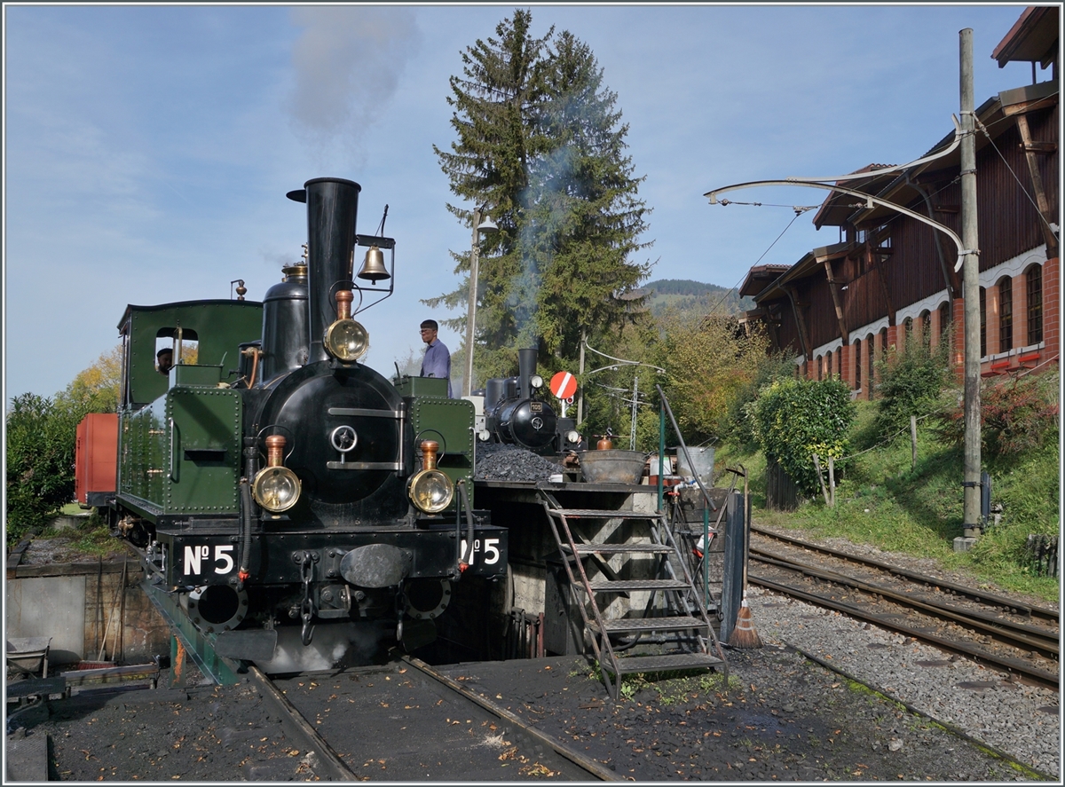 The LEB G 3/3 N° 5 by the Blonay-Chamby Railway in Chaulin. 

29.10.2022