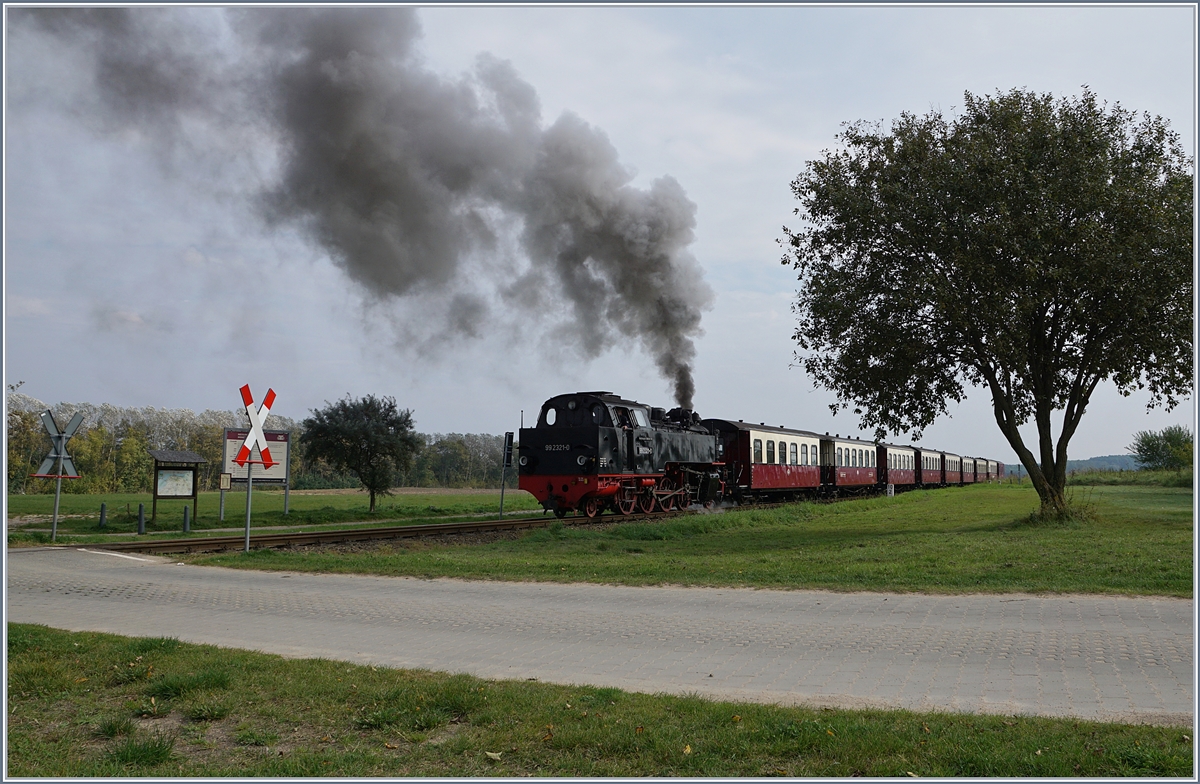 The Molli 99 2321-0 is leaving afther a short stop at the Steilküste. 
28.09.2017