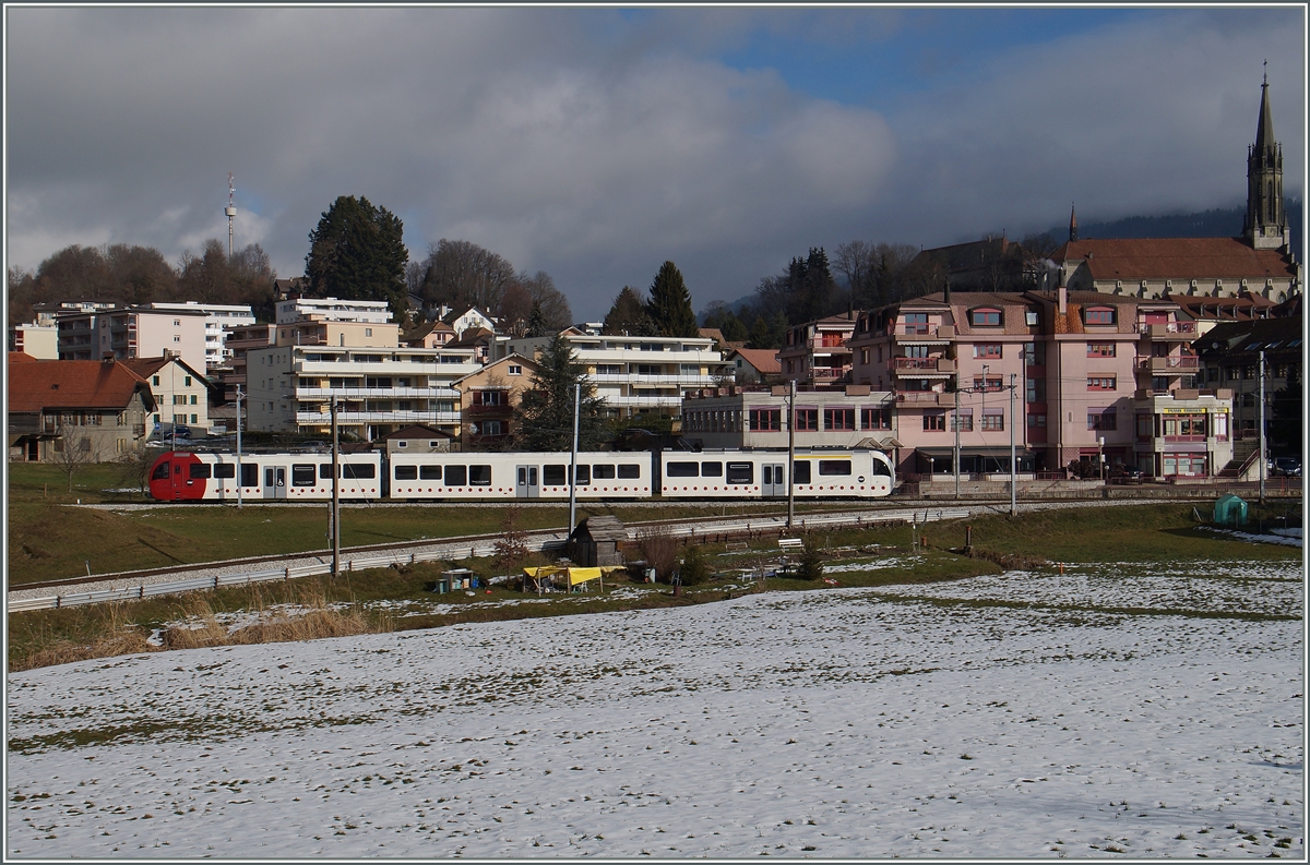 The new TPF ABe 2/4 102 -B- Be 2/4 102 by Chatel St Denis. 29.01.2016