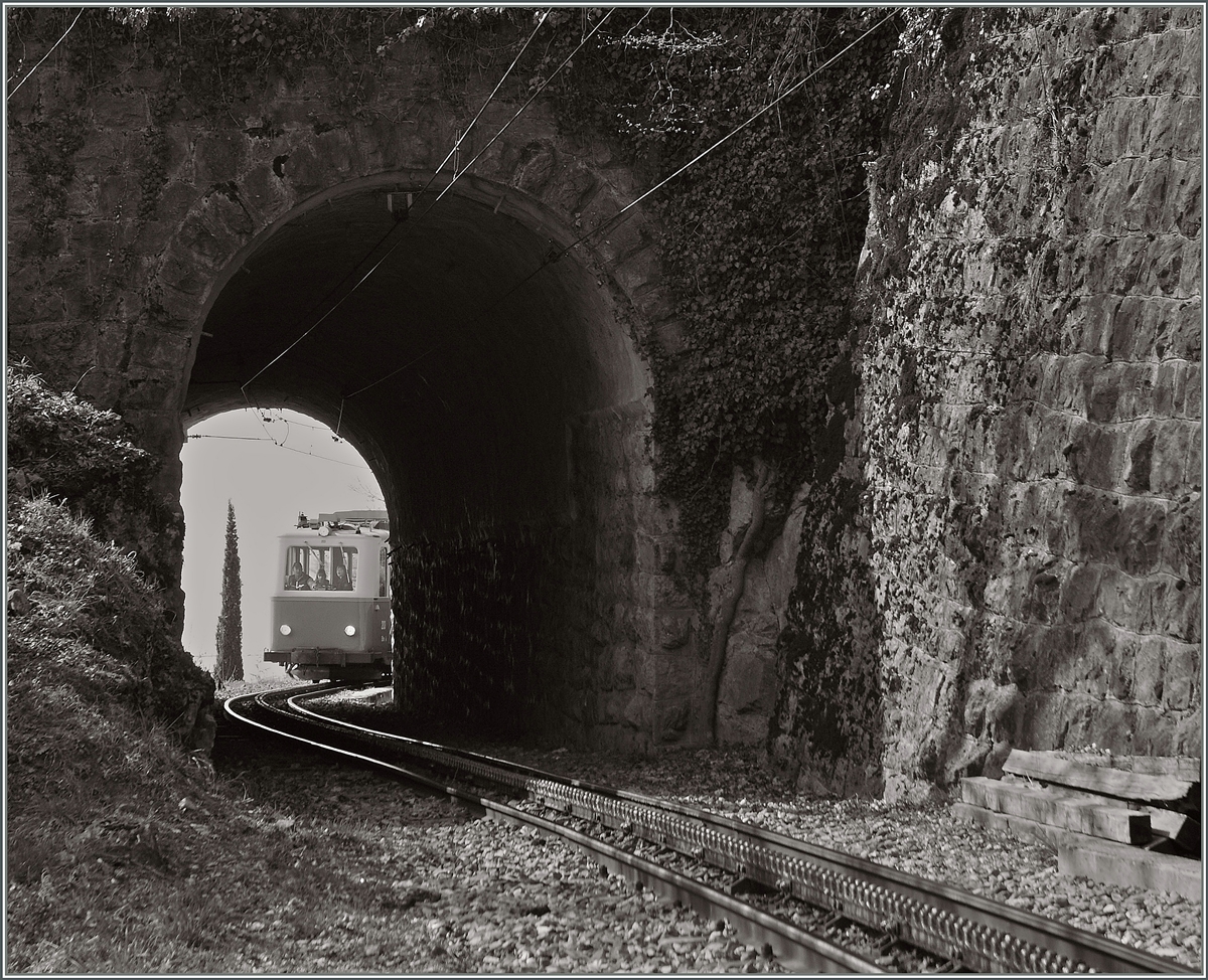 The Rochers de Naye train is comming. 
Near Montreux, 26.03.2012
