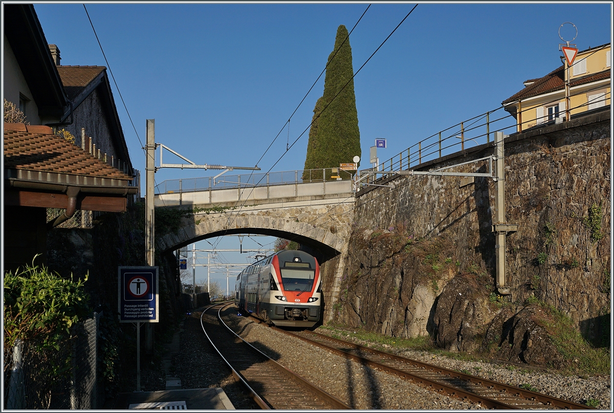 The SBB RABe 511 114 on the way to St Maurice in Rivaz. 

01.04.2021