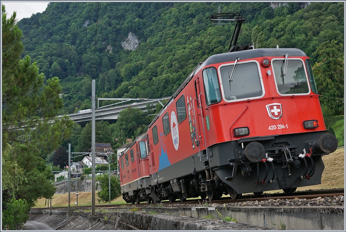 The SBB Re 420 244-6 and 294-1 by Villeneuve.

24.07.2020