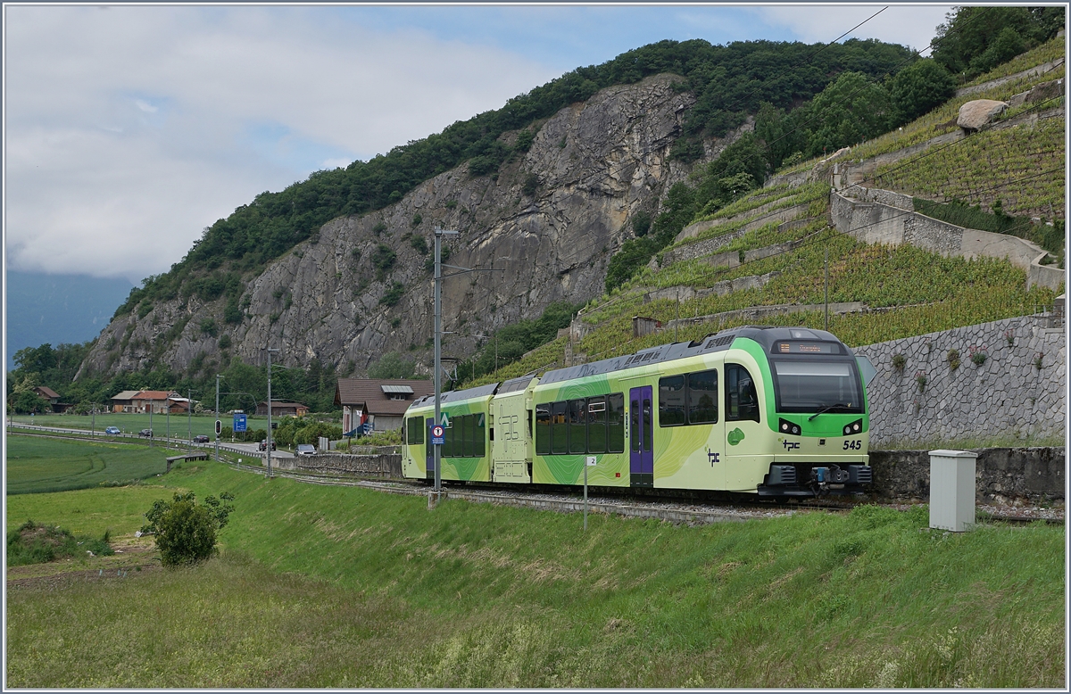 The TPC Beh 2/6 545 on the way to Champéry between Aigle and Ollon. 

14.05.2020