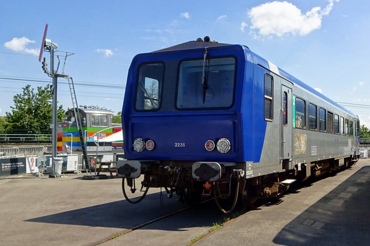 X-2235 stands in the Cité du Train in Mulhouse and carries the blue and silver TER colours.