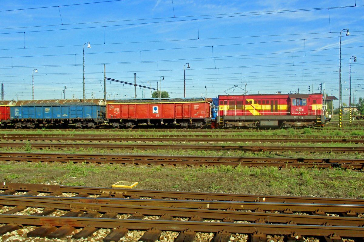 ZSSK 742 023 shunts at Sturovo on 12 September 2018.