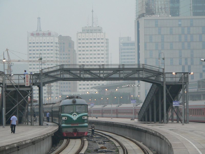 DF4 with a passenger train at the Beijing North Station,