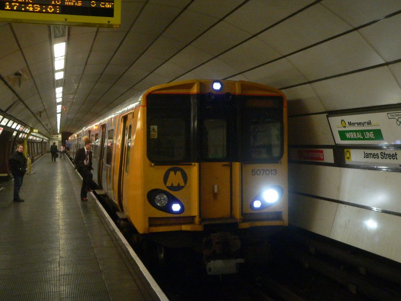 A Merseyrail train in James Street Station in Liverpool. Merseyrail