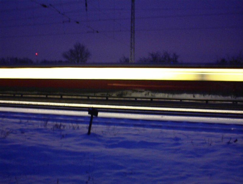 S-Bahn by night. Taken 2001 in Friedrichshagen. 