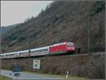 101 101 006-5 with IC wagons pictured in the Rhine gorge near Boppard on March 20th, 2010.