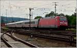 101 101 104-8 is hauling IC cars through Koblenz-L�tzel on May 22nd, 2011.