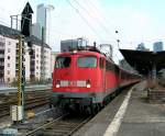 110 DB E 110 401-7 wiht RB/RE to Koblenz is leaving in Frankfurt (Main) Hbf. 
23.02.2008