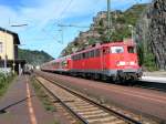 110 DB 110 436-3 with a local train in Kaub. 
30.08.2007