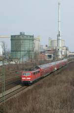 111 DB E 111 107-9 with a RB by the old sugar-manufacture in Regensburg. 
14.03.2009