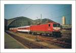 112 DR 112 003-3 with an IC in Leipzig Main Station. 
Mai 1993
(scanned analog picture)