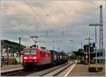 145 145 005-5 is hauling a freight train through the station of Koblenz Ehrenbreitstein on June 24th, 2011.