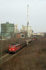 151 DB 151 160-9 with a Cargo train by the sugar-manufacture in Regensburg. 
14.03.2009