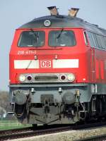 218 A german railway company BR 218 on its way towards Buchloe in Bavaria, close to Kaufering, April 14, 2009.