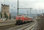 218 DB 218 408-3 with his local train is leaving in Boppard station to Emmelshausen (Hunsr�ck). 
