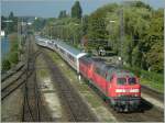 Two DB 218 arriving with the IC 119 in Lindau. ...