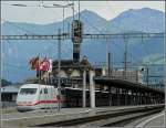 401-ice-1 A ICE to Berlin is waiting for passengers at the station of Spiez on July 29th, 2008.