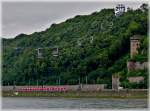 A 425 double unit is running under the funicular Rheinseilbahn  ...