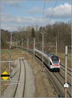 523 SBB Flirt to Yverdon by Vufflens la Ville. 20.02.2012