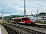642 642 110 as local train to Pirmasens main station is leaving the station of Saarbr�cken on June 22nd, 2009.