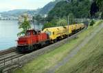 Am 841 Am 841 038-3 with a special cargo track service train by the castle of Chillon. 08.06.2010.