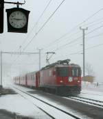 arosa-line It's time for the local service to Chur...
Ge 4/4 II with his train in Peist
03.03.2009