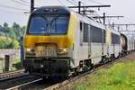 On 23 August 2013 Steel train with 1310 at the reins passes through Antwerpen-Noorderdokken.