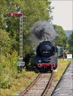. The steam engine 50 3696-7 of the heritage railway CFV3V (Chemin de Fer  Vapeur des 3 Valles) photographed in Olloy-sur-Viroin on September 28th, 2014.