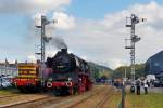 . The steam engine 50 3696-7 of the heritage railway CFV3V (Chemin de Fer  Vapeur des 3 Valles) photographed in Treignes on September 27th, 2014.