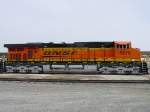 BNSF BNSF 5876 sits at the Burlington, Iowa depot shortly after delivery and before its silver fuel tanks get stained with the ugly residue of spilled diesel fuel. 27 Feb 2006.