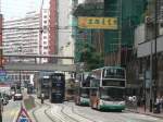 In Hongkong there is a high density of public transportation systems. Bus, tram and metro offer a high quality. September 2007, Hongkong Island, near North Point.