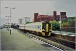 Class 158 A Alpha Line 158 834 is leaving Abertawe. 
November 2000/analog picture from CDl